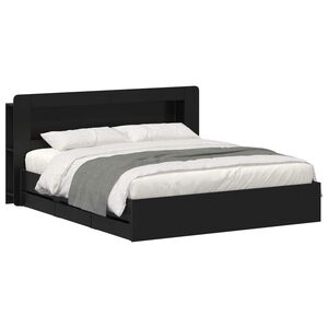vidaXL Sengeramme med oppbevaring Svart 180 x 200 cm Konstruert tre