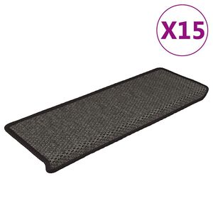vidaXL Selvklebende trappematter sisal 15 stk 65x21x4 cm antrasitt