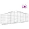 vidaXL Gabionkurver buede 15 stk 200x30x60/80 cm galvanisert jern