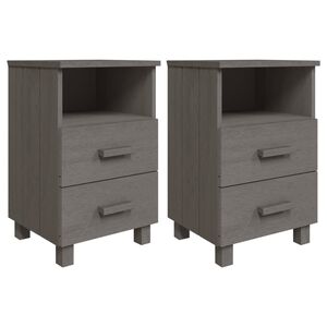 vidaXL Nattbord HAMAR 2 stk lysegr&aring; 40x35x62 cm heltre