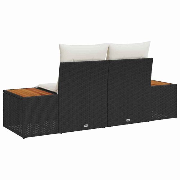 vidaXL Hagemøbelsofa Svart 184 x 62 x 85cm polyrotting