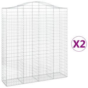 vidaXL Gabionkurver buede 2 stk 200x50x220/240 cm galvanisert jern