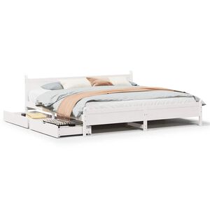 vidaXL Sengeramme med madrass hvit 200x200 cm heltre furu