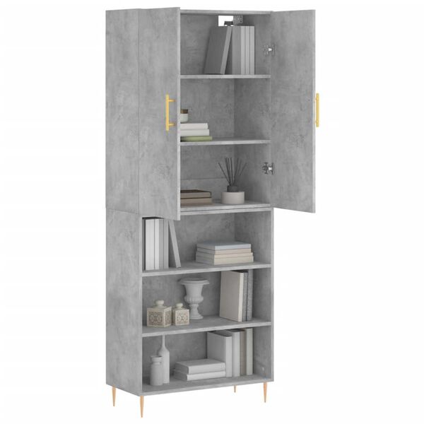vidaXL Highboard betonggr&aring; 69,5x34x180 cm konstruert tre