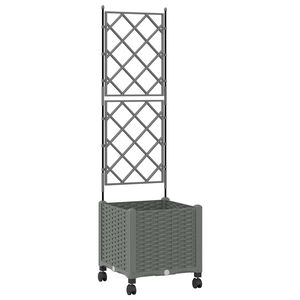 vidaXL Hageplanter med espalier og hjul Lysegr&aring; 40 x 40 x 149 cm PP