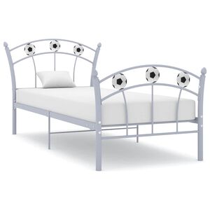 vidaXL Sengeramme med fotballdesign gr&aring; metall 90x200 cm