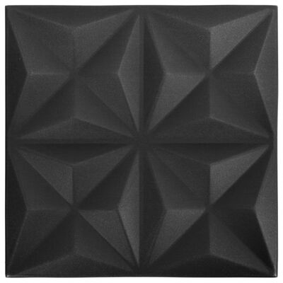 vidaXL 3D-veggpaneler 12 stk 50x50 cm origami svart 3 m²