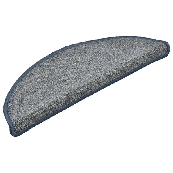 vidaXL Trappematter 15 stk 56x17x3 cm lysegr&aring; og bl&aring; halvrund