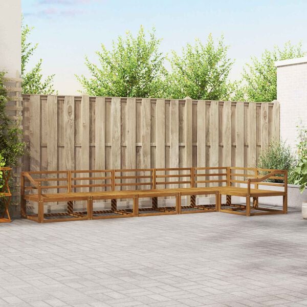 vidaXL Utend&oslash;rs sofa-sett 6 pcs Naturlig Solid akasietre