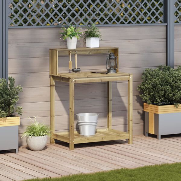 vidaXL Pottebord med hyller 82,5x50x109,5 cm impregnert furu