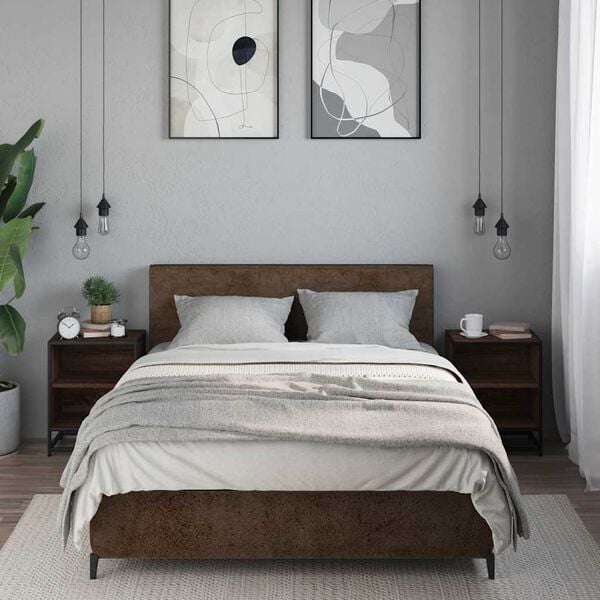 vidaXL Nattbord 2 stk brun eik 40x31x50 cm konstruert tre og metall