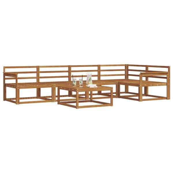 vidaXL Utend&oslash;rs sofa-sett 6 pcs Naturlig Solid akasietre