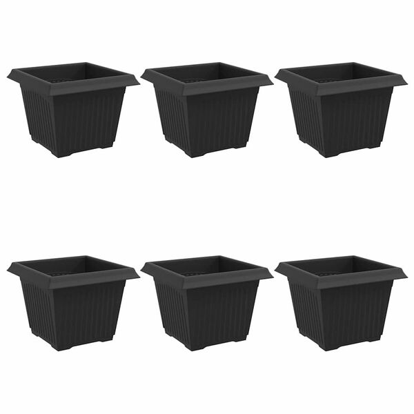 vidaXL Firkantet Blomsterpotte 6 pcs Svart 23 x 23 x 17,5 cm Plast