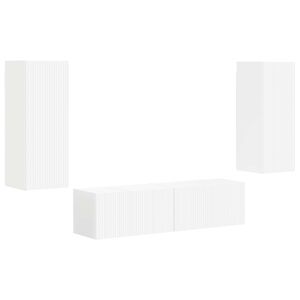 vidaXL TV-benksett Veggmontert 2 pcs Hvit Konstruert tre