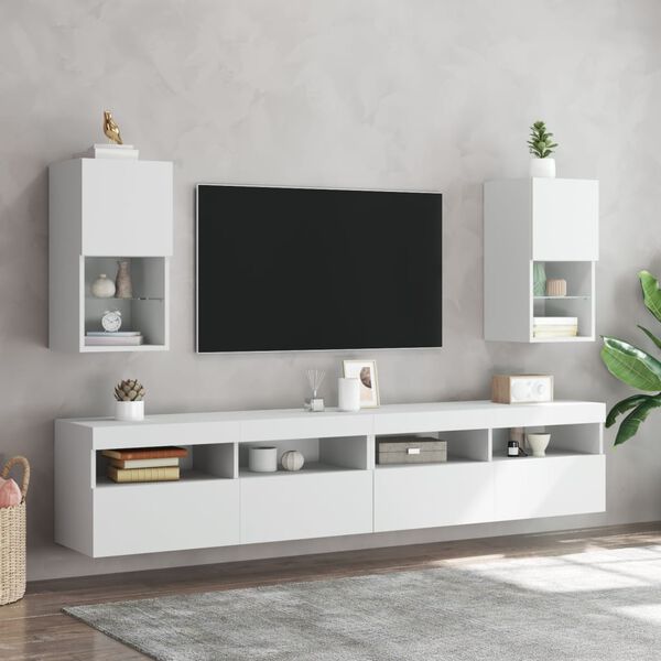 vidaXL TV-benk med LED-lys hvit 30,5x30x60 cm
