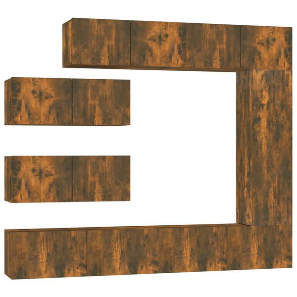 vidaXL TV-skapsett 7 deler røkt eik konstruert tre