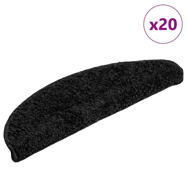 vidaXL Trappematter 20 stk 56x17x3 cm svarte halvrund