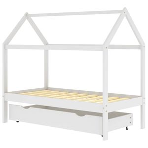 vidaXL Ramme for barneseng med skuff heltre furu hvit 80x160 cm