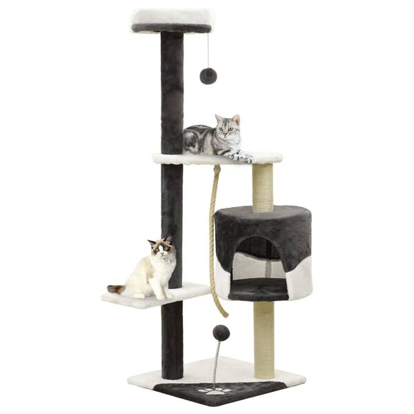 vidaXL Kloretre med klorestolper i sisal 120 cm m&oslash;rkegr&aring; og hvit