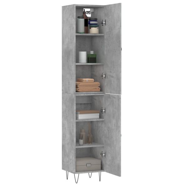 vidaXL Highboard betonggr&aring; 34,5x34x180 cm konstruert tre