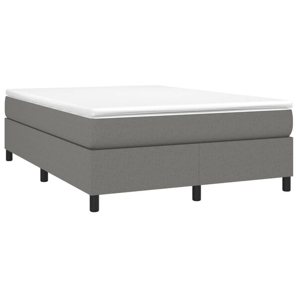 vidaXL Boxspring-sengeramme m&oslash;rkegr&aring; 135x190 cm Double stoff