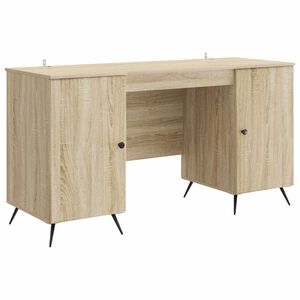 vidaXL Skrivebord med d&oslash;r Sonoma eik 142,5 x 50 x 75 cm Konstruert tre