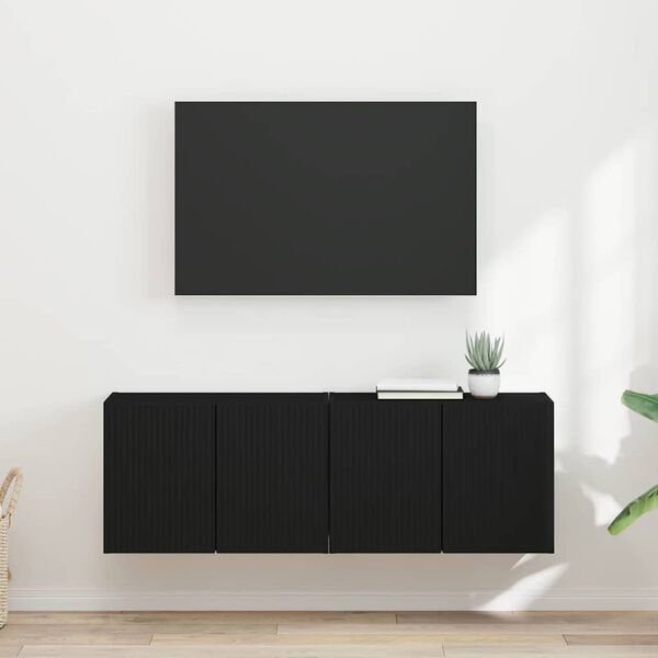 vidaXL TV Veggskap 2 pcs Svart 59,5 x 31 x 40 cm Konstruert tre