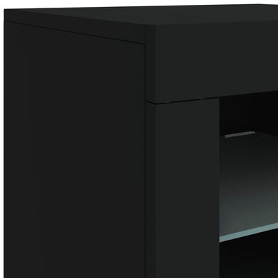 vidaXL Skjenk med LED-lys svart 181,5x37x67 cm