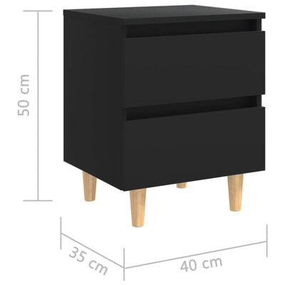 vidaXL Nattbord med heltre furuben 2 stk svart 40x35x50 cm