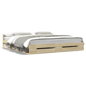 vidaXL Sengeramme med skuffer sonoma eik 200x200 cm konstruert tre