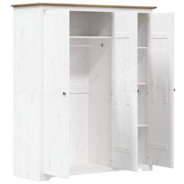 vidaXL Garderobe BODO hvit og brun 146x53,5x173 cm heltre furu