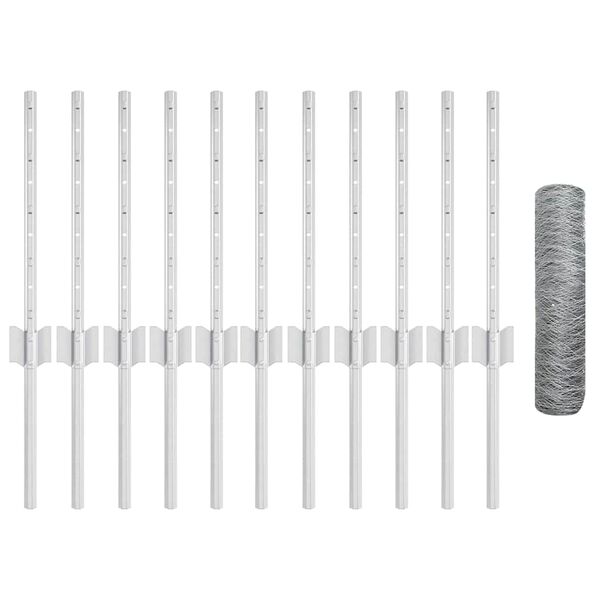 vidaXL Gjerde med stolpe s&oslash;lv 0,4 x 25 m St&aring;l