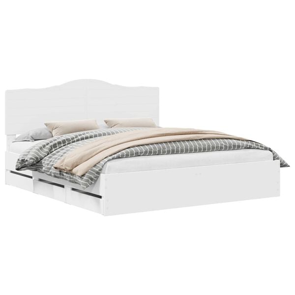 vidaXL Sengestamme med skuff med lagring Hvit 180 x 200 cm Ingeni&oslash;rtre