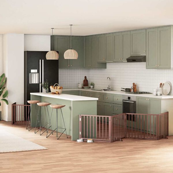 vidaXL Hundeport sammenleggbar 8 paneler brun 640 cm poppeltre