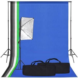 vidaXL Fotostudiosett med softbokslys og bakgrunn