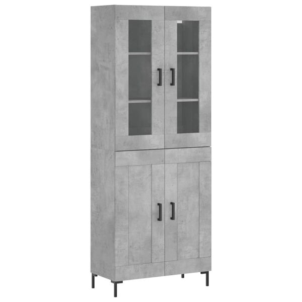 vidaXL Highboard betonggr&aring; 69,5x34x180 cm konstruert tre