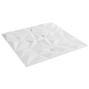vidaXL Veggpaneler 12 stk. 50 x 50 cm Hvit XPS Skum