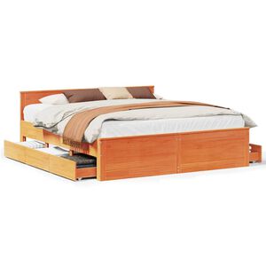 vidaXL Sengeramme uten madrass med hodegavl brun 180x200cm heltre furu