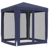 vidaXL Festtelt med 4 sidevegger av netting blå 2x2 m HDPE