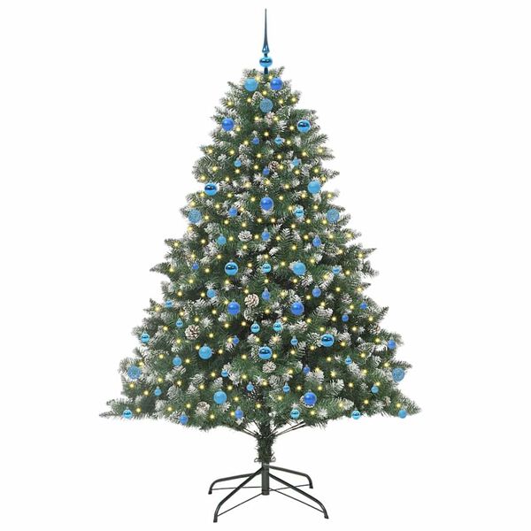 vidaXL Kunstig juletre med 300 LED gr&oslash;nn 210 cm PVC og plast og st&aring;l