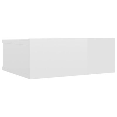 vidaXL Flytende nattbord høyglans hvit 40x30x15 cm sponplate