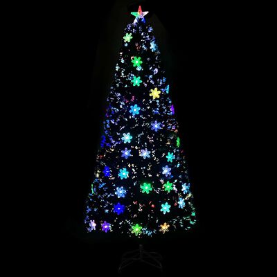 vidaXL Juletre med LED snøfnugg svart 180 cm fiberoptikk