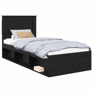 vidaXL Sengestamme med skuff Ensfarget Svart 90 x 190 cm Massiv furu