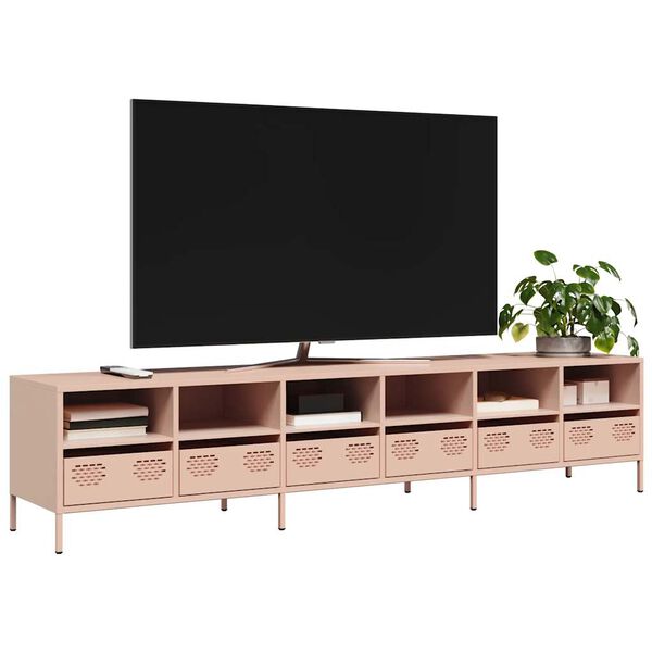 vidaXL TV-benk rosa 202x39x43,5 cm kaldvalset st&aring;l