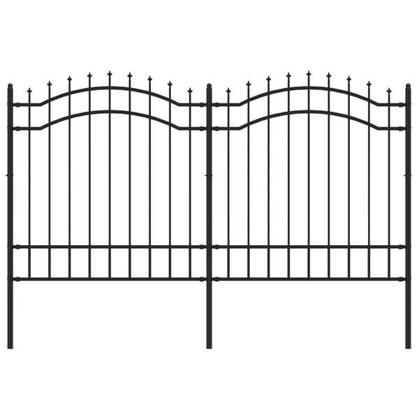 vidaXL Hagegjerde med spydtopp svart 239x125 cm pulverlakkert st&aring;l