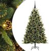 vidaXL Kunstig hengslet juletre med kjegler gr&oslash;nn 180 cm