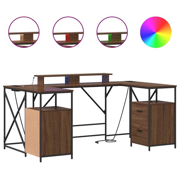vidaXL Skrivebord Brun Eik 182 x 101 x 87,5 cm Konstruert tre