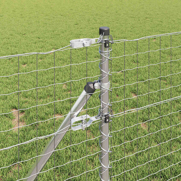 vidaXL Gjerde med stolpe s&oslash;lv 0,8 x 25 m St&aring;l og PVC