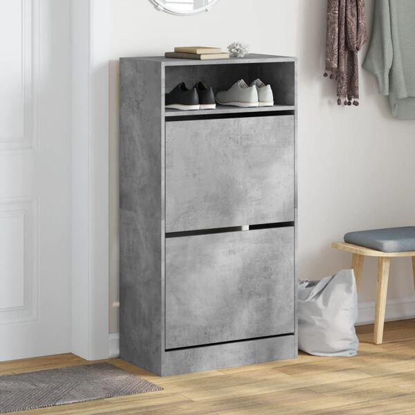 vidaXL Skoskap betonggrå 60x34x116 cm konstruert tre