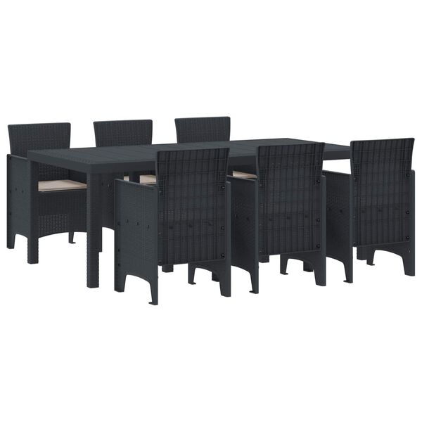 vidaXL Hage Spisegruppe 7 pcs Antrasitt Polt rattan